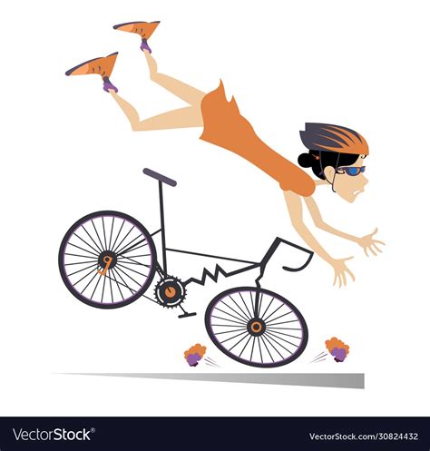 Cyclist Woman Falling Down From Bicycle Royalty Free Vector