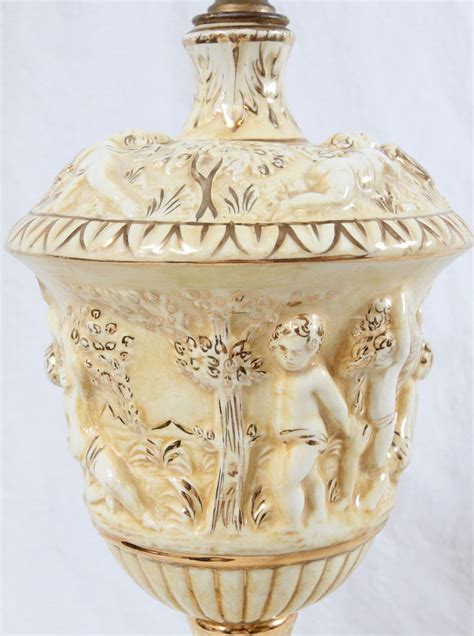 Capodimonte Italian Pottery Cherub Urn Table Lamp Vintage Etsy