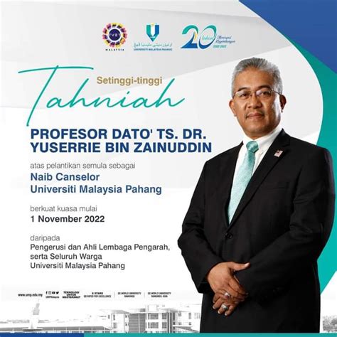 Professor Dato Ts Dr Yuserrie Re Appointed Ump Vice Chancellor