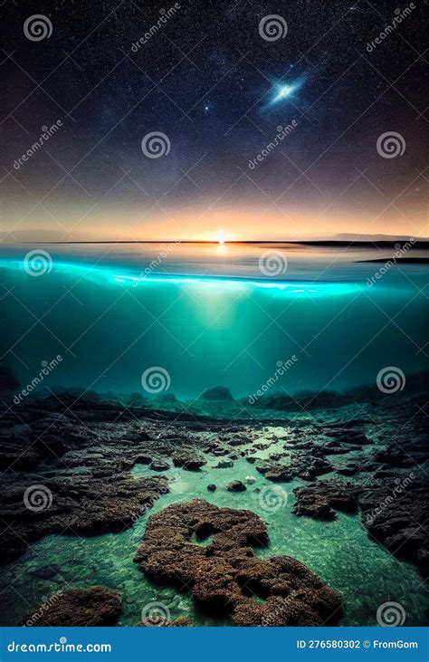 Underwater Ocean View Sunlight Sea Sunset Water Background