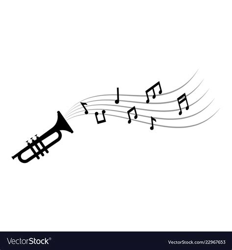 Music Notes And Trumpet Graphic Design Template Vector Image