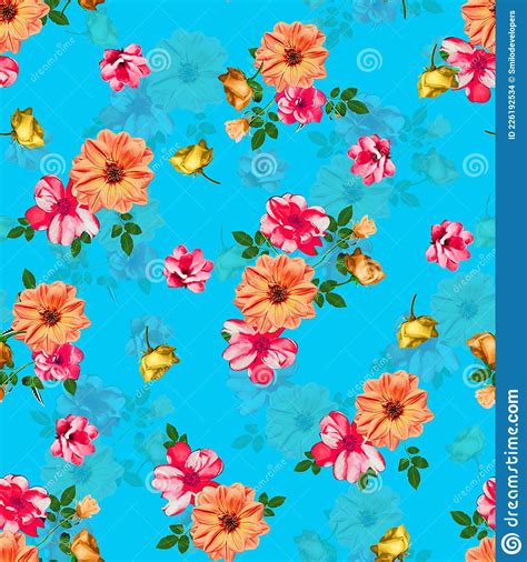 Seamless Beautiful Vintage Floral Pattern With Abstract Digital Floral