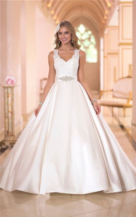 Wedding dress chiffon stunning wedding dresses fall wedding dresses wedding dress sleeves long sleeve wedding bridal dresses gown modern style by devotiondresses. Ball Gown Scalloped Neck Keyhole Open Back Satin Lace ...