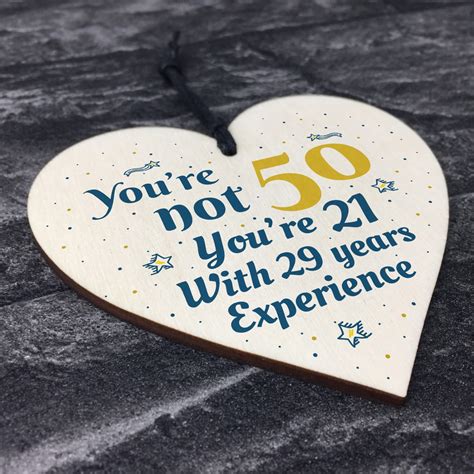 50th Birthday T Wooden Heart 50 For Dad Mum Sister Friend