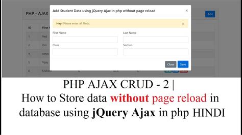 Php Ajax Crud 2 How To Store Data Without Page Reload In Database