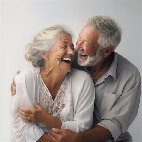 Premium Photo An Older Man And Woman Smiling And Holding Onto Each Other