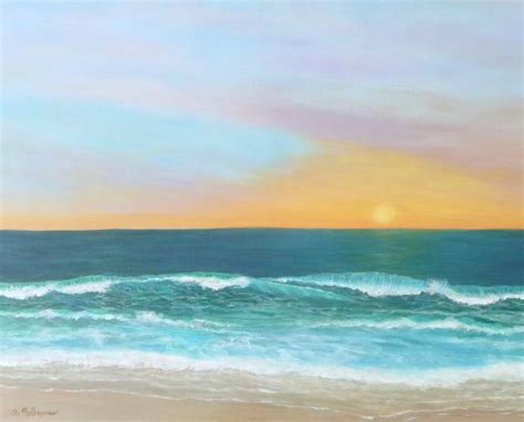 Sunset Ocean 1 Original Ocean Seascape Painting Sunset Beach