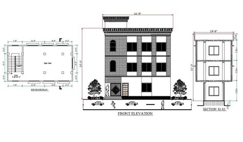 2d Cad Drawing Of Civil Drawing Elevation Autocad Software Cadbull