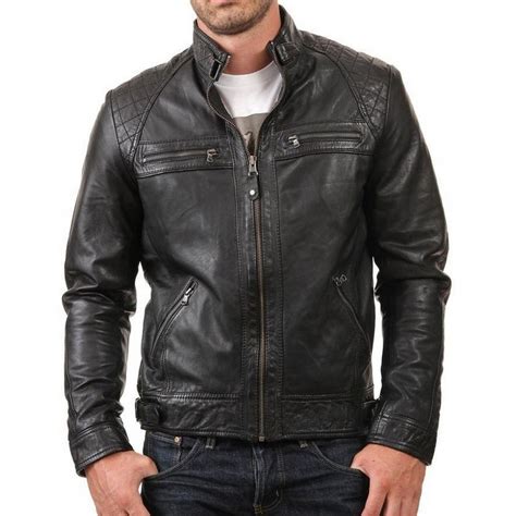 Retro Style- New Biker Mens Black Genuine Leather Jacket In Slim Fit