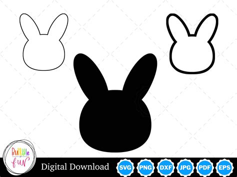 Easter Bunny Rabbit Face/head Silhouette With Two Outlines Easter Bunny