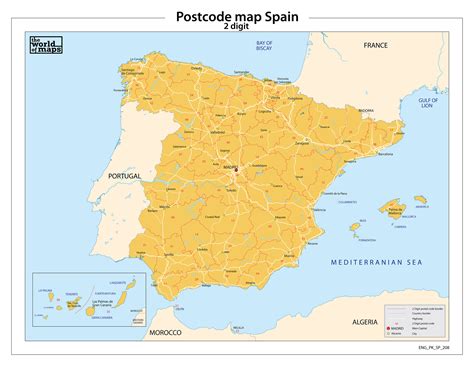 Spanje 2 Cijferige Postcodekaart 208 Kaarten En Atlassennl