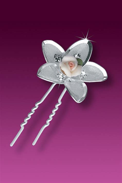 Ha315cs 3 Piece Crystal With Enamel Rose Bridal Hair Pins