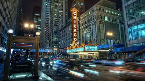 1280x720 Chicago City Night Lights Buildings 720p Wallpaper Hd City