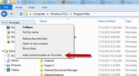 Add Any Folder To Favorites In Windows 7 And Windows 8