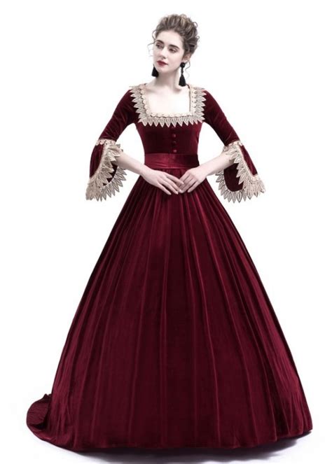 Red Velvet Ball Gown Victorian Gown D3008 D Roseblooming