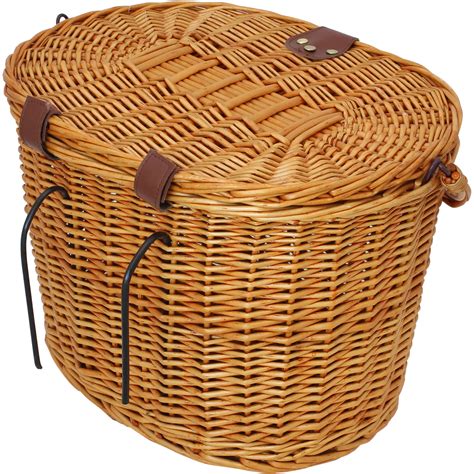 Pedalpro Classic Wicker Bicycle Basket With Lid And Handle Bike Shopping