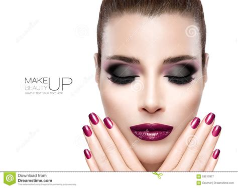 Beauty And Makeup Concept Festive Nail Art And Make Up