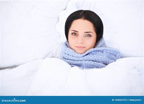 Beautiful Woman Lying And Sleep On The Snowy Bed Stock Image Image Of Caucasian Bedtime