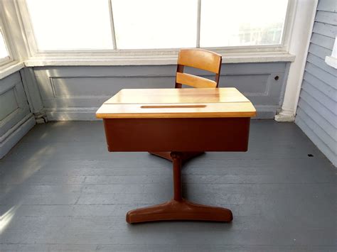 Vintage School Desk Kids Desk And Chair Solid Wood Metal School Age