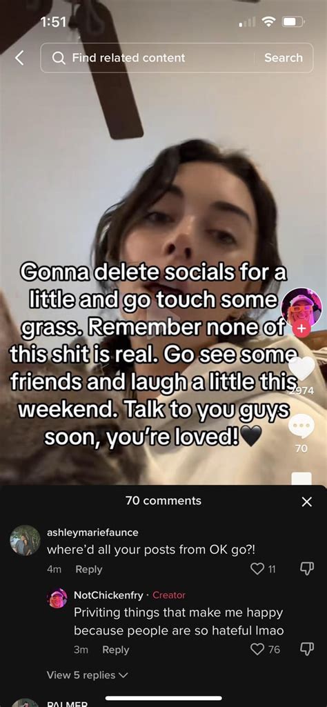 she posted about her “social media break” on tik tok too lol and addressed why she privated