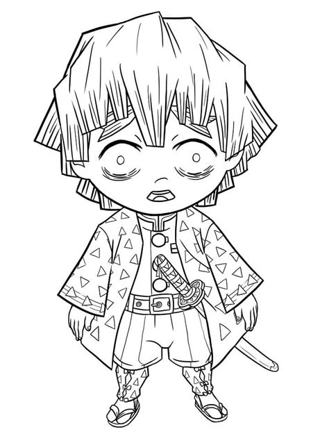 According to the plot, the main character and his sister, who is now a demon herself, must find a way to heal her, as well as find a monster that attacked their family. Chibi Zenitsu Demon Slayer Coloring Page - Free Printable ...
