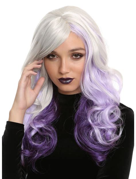 Silver And Purple Long Wavy Wig Hot Topic