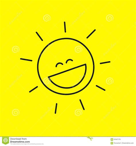 Laughing smiley sun stock vector. Illustration of emoticon - 91647179