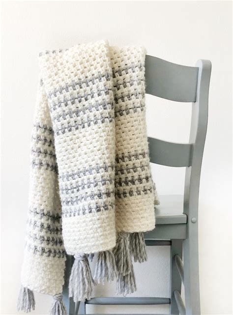 Crochet Striped Moss Stitch Throw Daisy Farm Crafts