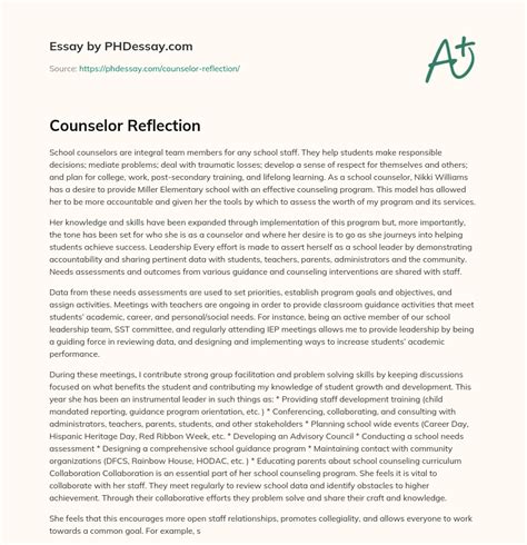 Counselor Reflection