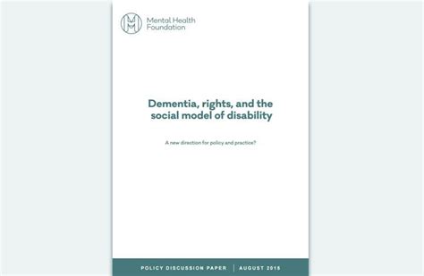 Dementia Rights And The Social Model Of Disability Mental Health
