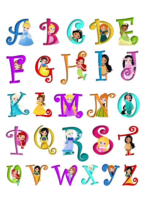 The Letters Are Made Up Of Princesses And Their Names All In Different