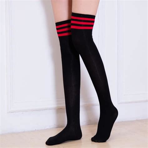 Basbas à Rayures Pour Femmes Chaussettes Sexy Hautes Cuisses Pour