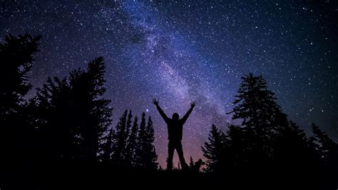 Silhouette Man Watching Stars Free Stock Photo Public Domain Pictures