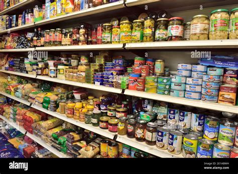 Shelves Full Of Wide Range Of Foods In Local Small Corner Shop Metro