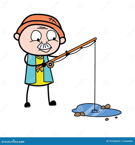 Cartoon Grandpa Fishing Stock Illustration Illustration Of Fisherman