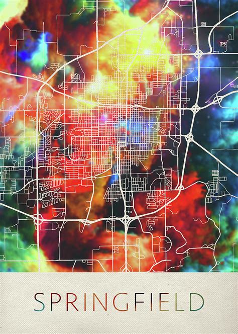 Springfield Missouri Watercolor City Street Map Mixed Media By Design