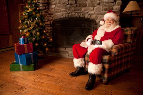 Pictures Of Real Santa Claus Relaxing At Home Stock Photo Download