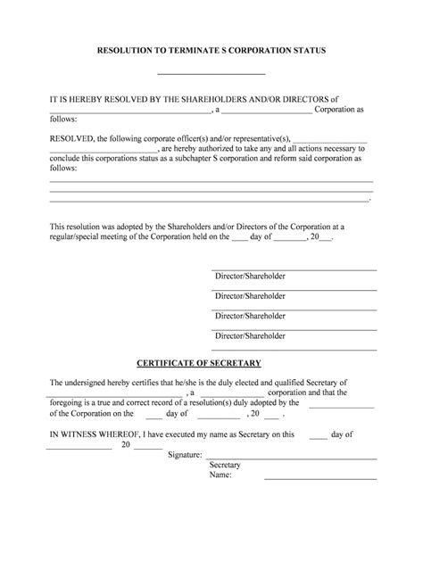 Form Of S Corporation Revocation Tax Allocation And Fill Out And