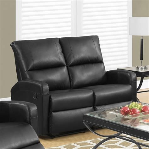Monarch Specialties Casual Black Faux Leather Loveseat At