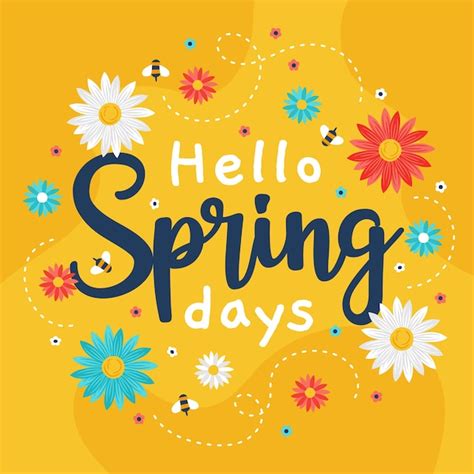 Free Vector Hello Spring Lettering With Colorful Decoration
