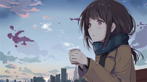 3840x2160 Anime Girl Holding Tea Outside 4k Wallpaper Hd Anime 4k