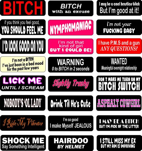 Buy Woman Biker Sticker Pack 103 Funny 24 Pack Funny Helmet Sticker