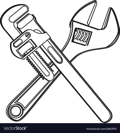 Silhouette Set Collection Wrench Flat Icon Vector Image Plumber Logo