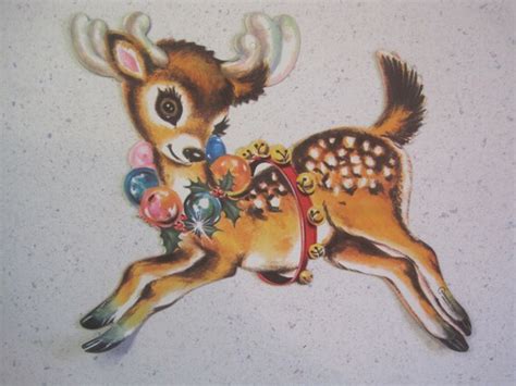 vintage christmas die cuts reindeer cardboard by rosewatercreek