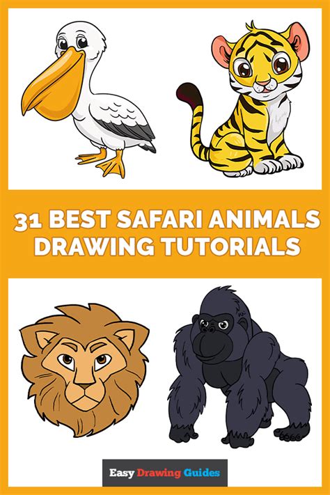 31 Easy Safari Animals Drawing Tutorials Easy Drawing Guides