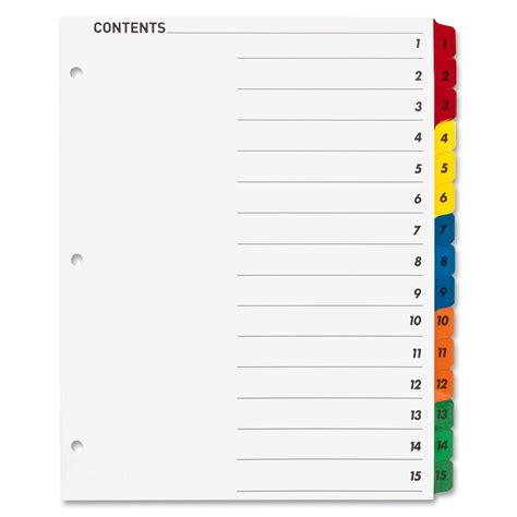7 Best Images Of Word Printable Tab Index Page Blank Table Of