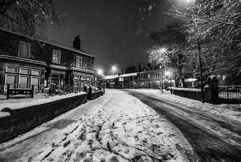 Town Street Snow Scene Horsforth Rj Heald Photography