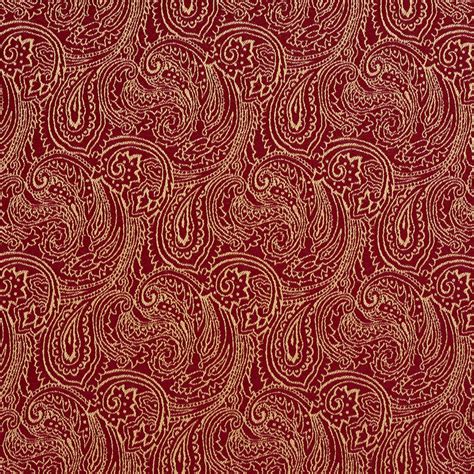 Crimson Burgundy And Gold Abstract Decorative Paisley Pattern Damask