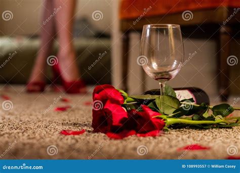 red roses and wine glass surprise for special some one stock image image of happiness cute