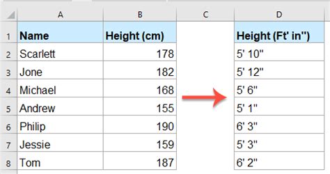 How To Convert Cm Or M To Feet And Inches In Excel